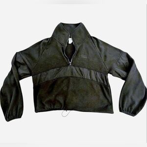 Victoria's Secret PINK cropped pullover jacket black on black drawstring Size S